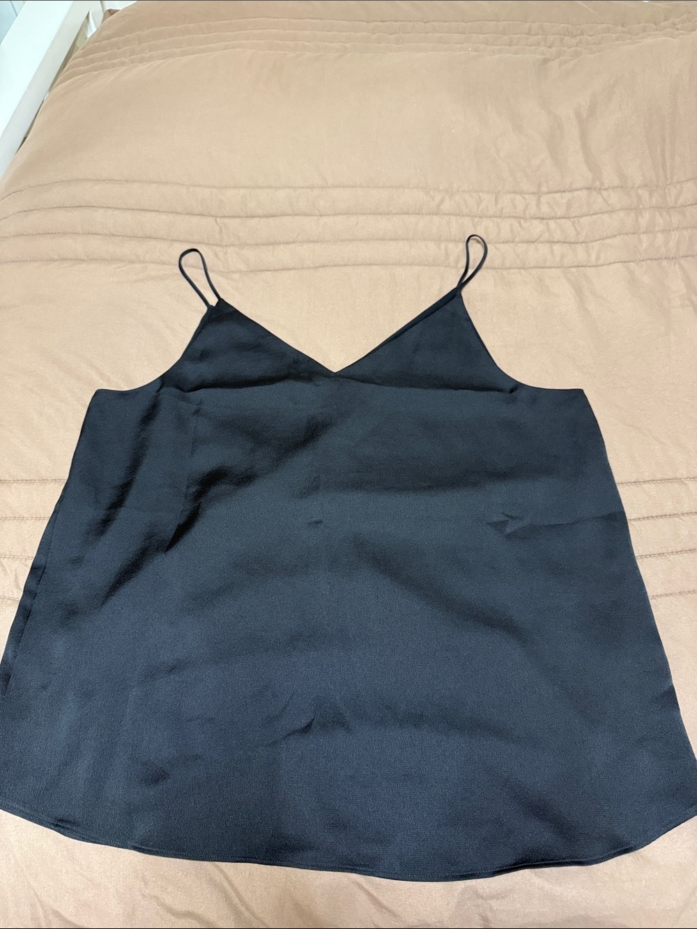 Calvin Klein Women's Black Satin V-Neck Cami Tank Top